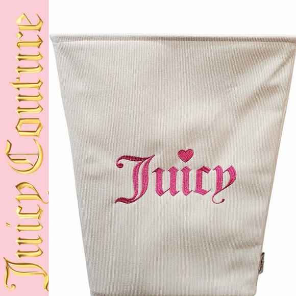 Juicy Couture Home Pink Embrodried Signature Logo Corduroy Laundry Basket - Picture 1 of 7